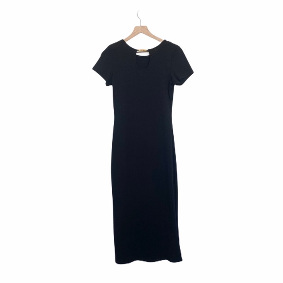 Black Maxi Dress With Wooden Keyhole Back - Picture 2 of 6